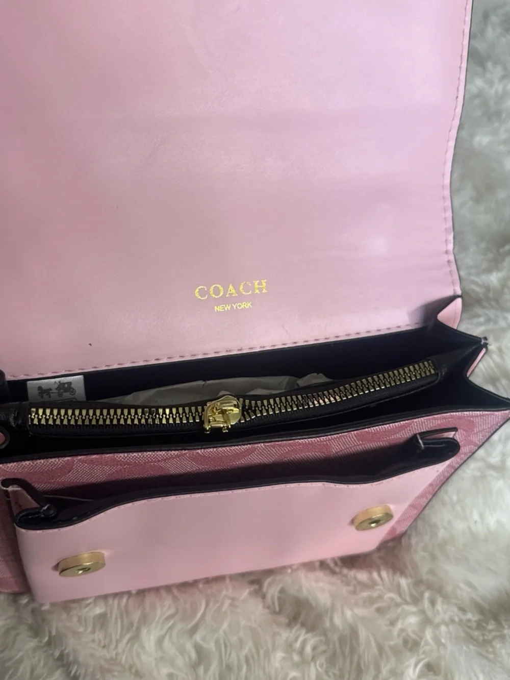 Coach Pink Signature Chain Shoulder Bag with Gold Hardware
